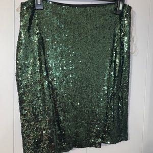 green sequin skirt